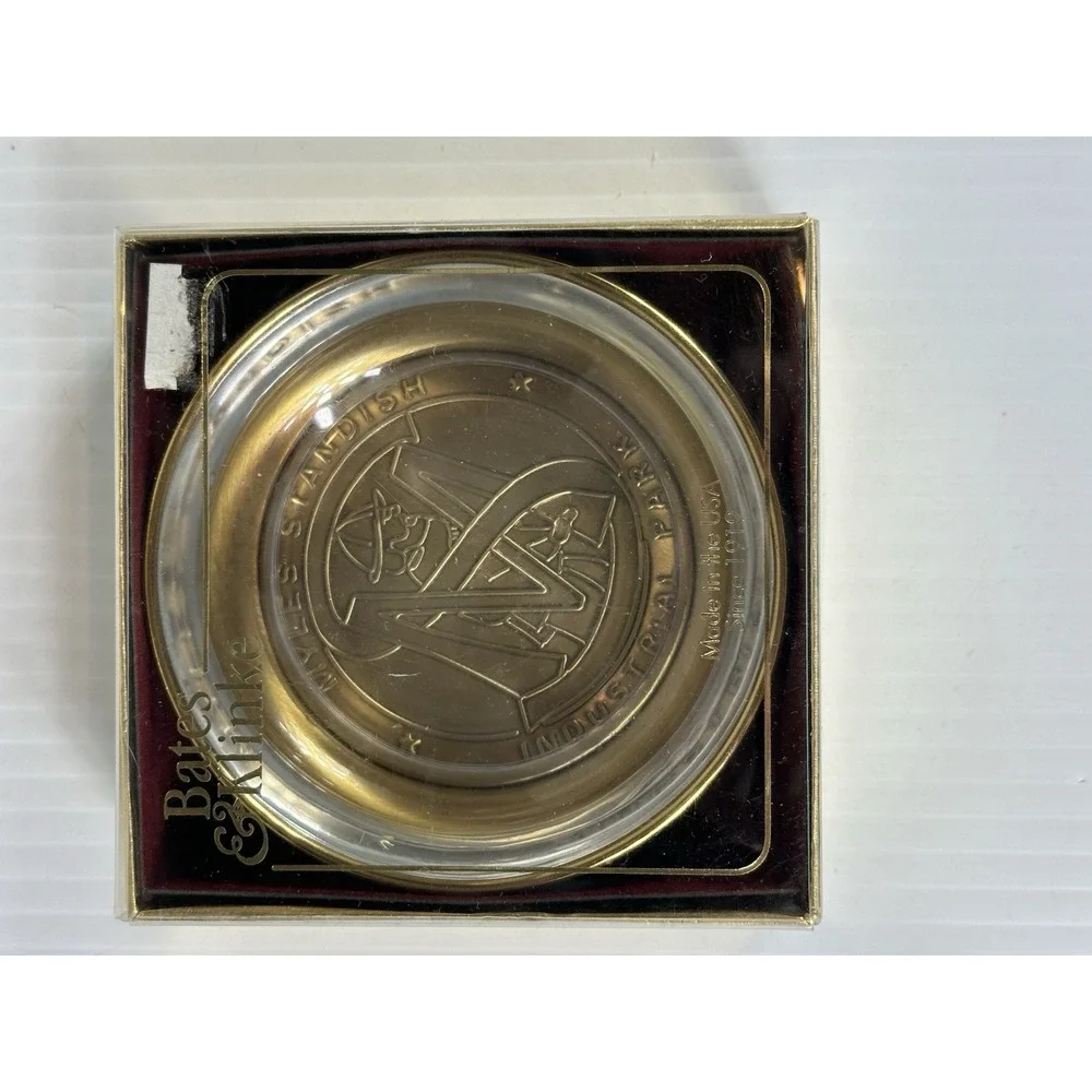 VTG BATES & KLINKE‎ Myles Standish Industrial Park Glass Brass Dish Original Box
